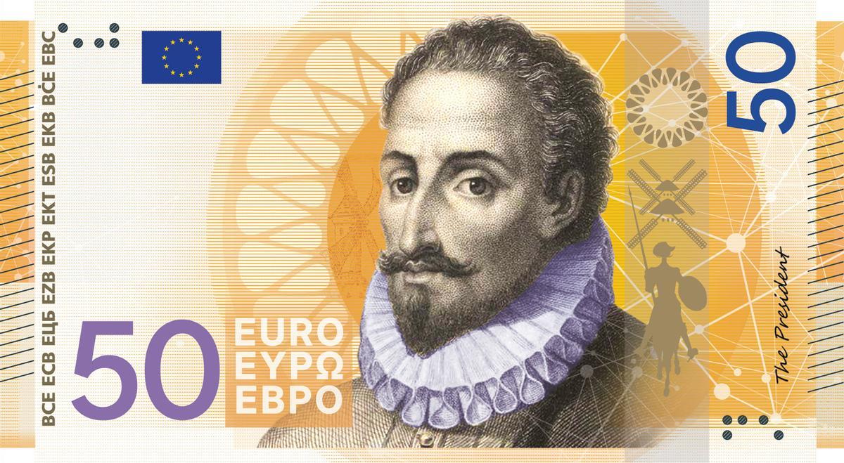 Una de las propuestas para el nuevo diseño de los billetes de 50 euros.