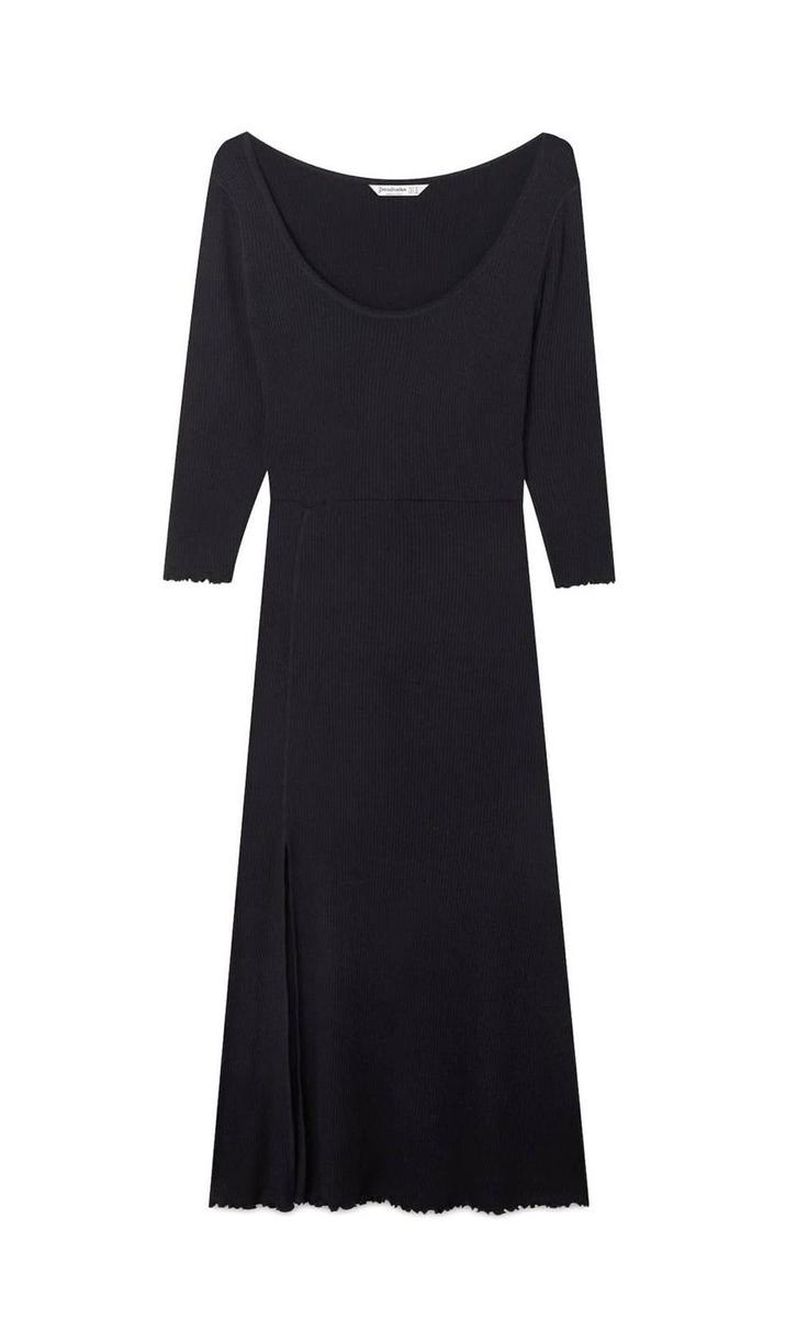 Vestido midi canalé (Precio rebajado: 15,99 euros)