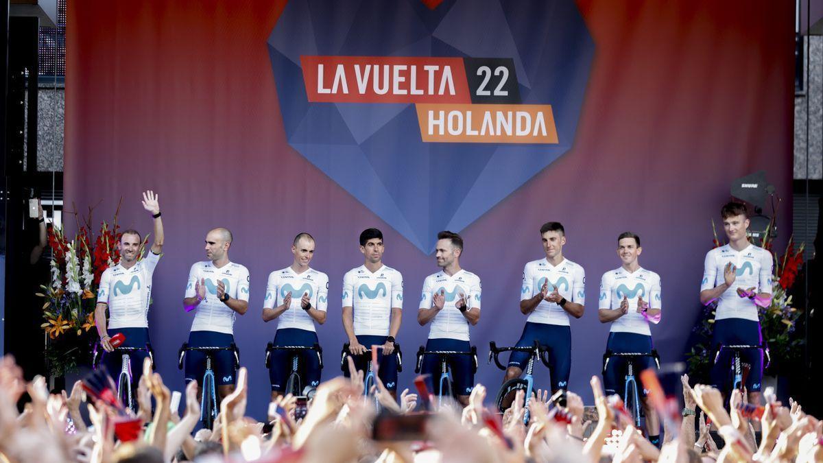 Alejandro Valverde, durante la presentación de los equipos.