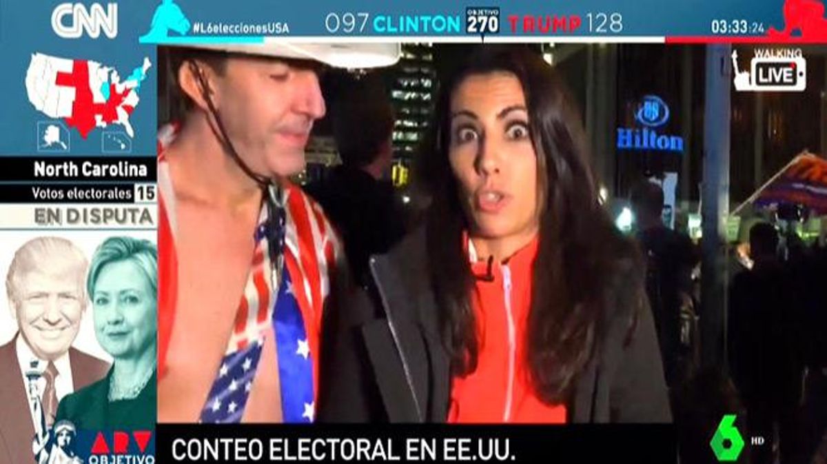 Ana Pastor, a Nova York, amb un ’cowboy de mitjanit’.