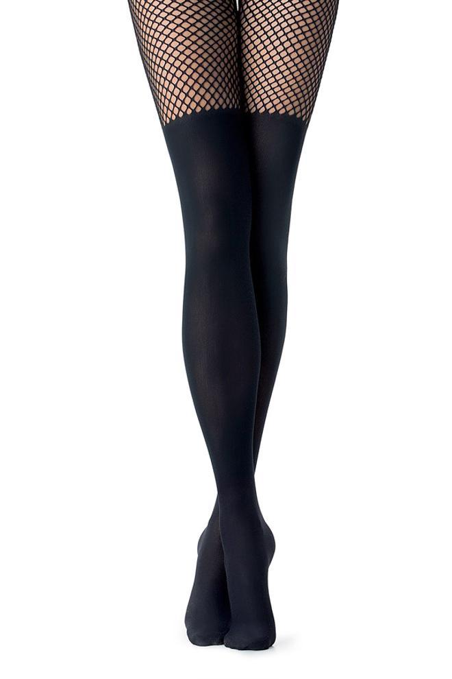 Disfraces fáciles para chica en Halloween: medias con dibujo de calza y rejilla de Calzedonia