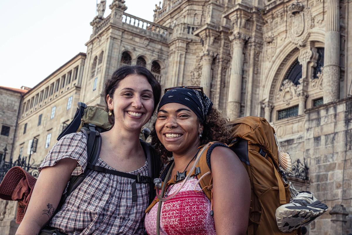 Gina y Lily en la Plaza del Obradoiro.