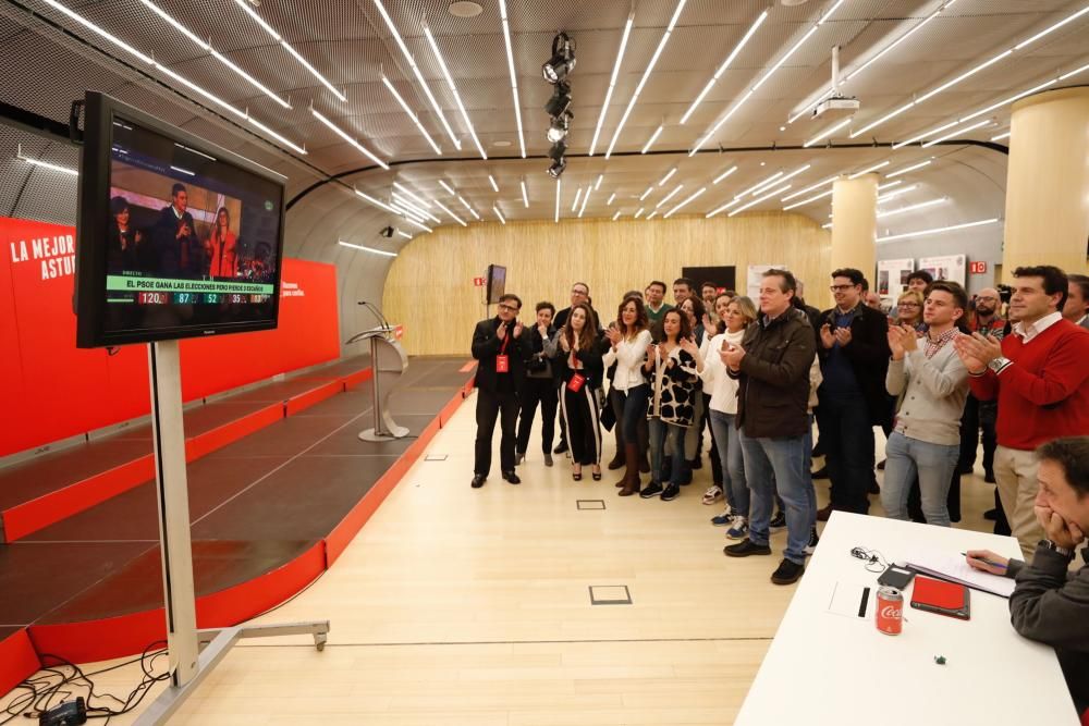 Celebración de la victoria electoral de los socialistas asturianos.