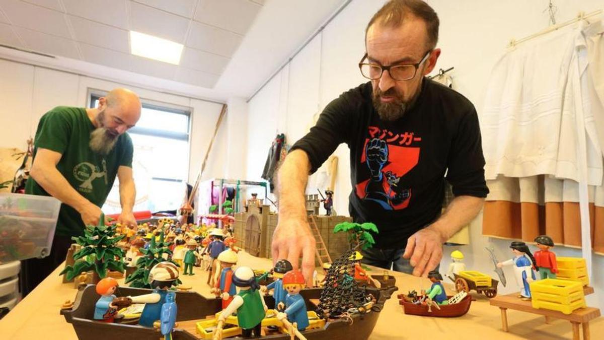 Figuras y piezas Playmobil que formarán parte deesta primera exposición de Casco Vello.