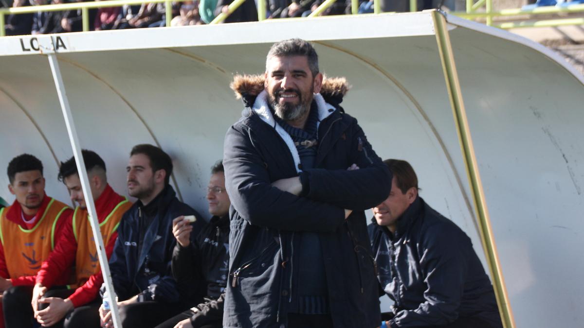 Juan García, durante un partido con el Don Benito.