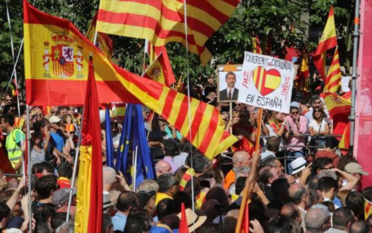 Manifestació a favor de la unitat d’Espanya a Barcelona, al setembre del 2017.