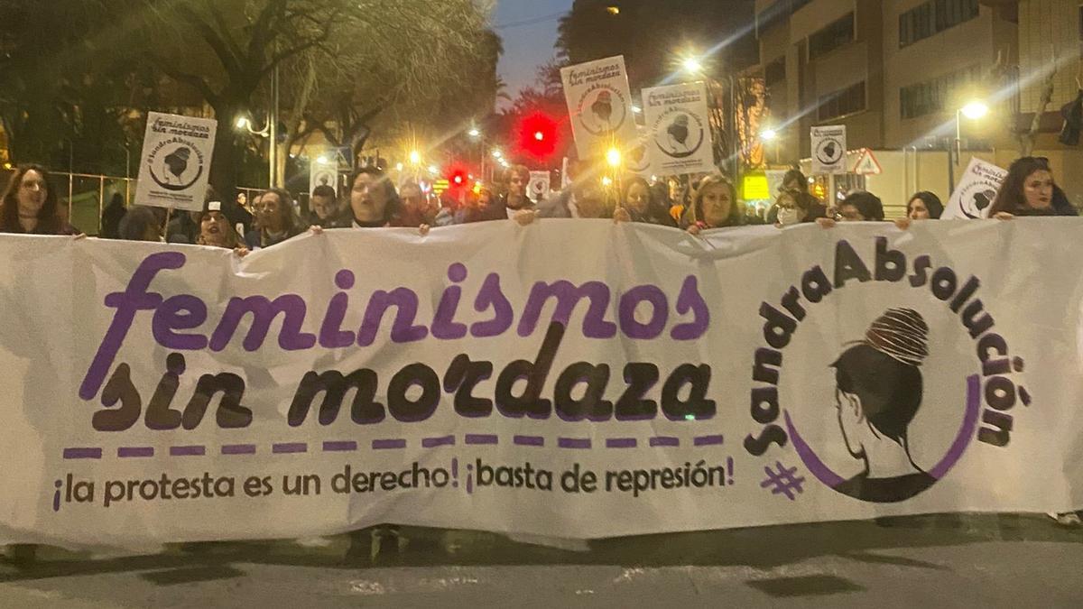 Parte frontal de una marcha para apoyar a Sandra, este mismo mes en Murcia.