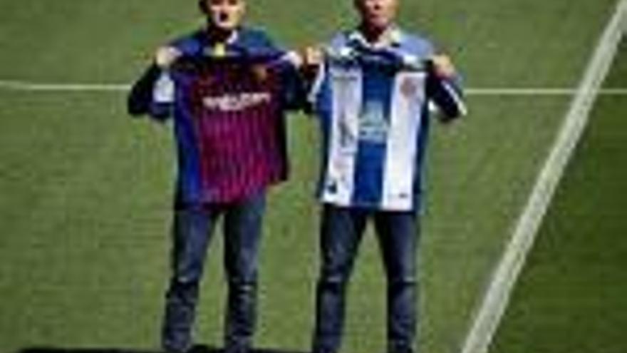 Valverde i Rubi, ahir a la gespa del Camp Nou.
