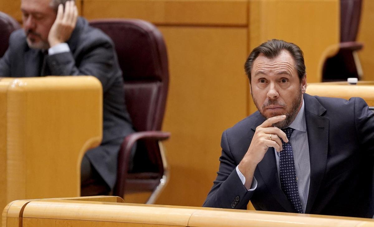Óscar Puente durante la sesión de control al Gobierno en el Senado.