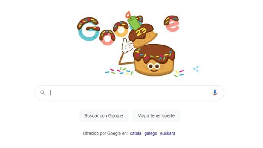 Google se homenajea con un doodle en su 23 cumpleaños