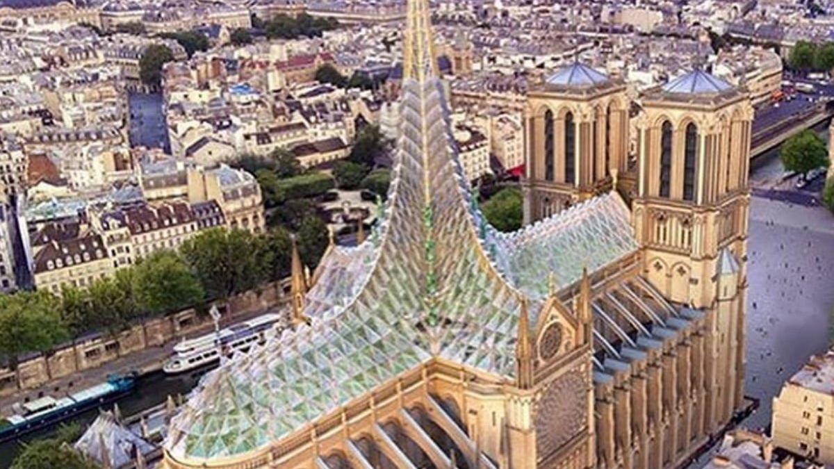 El estudio de Vincent Callebaut propone que la nueva Notre Dame sea una granja hidropónica.