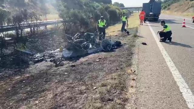 Estado del vehículo en el que fallecieron Diogo Jota y André Silva.