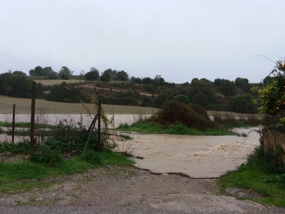 Desbordamiento del torrente de sa Fadrina a su paso  por Sant Llorenç