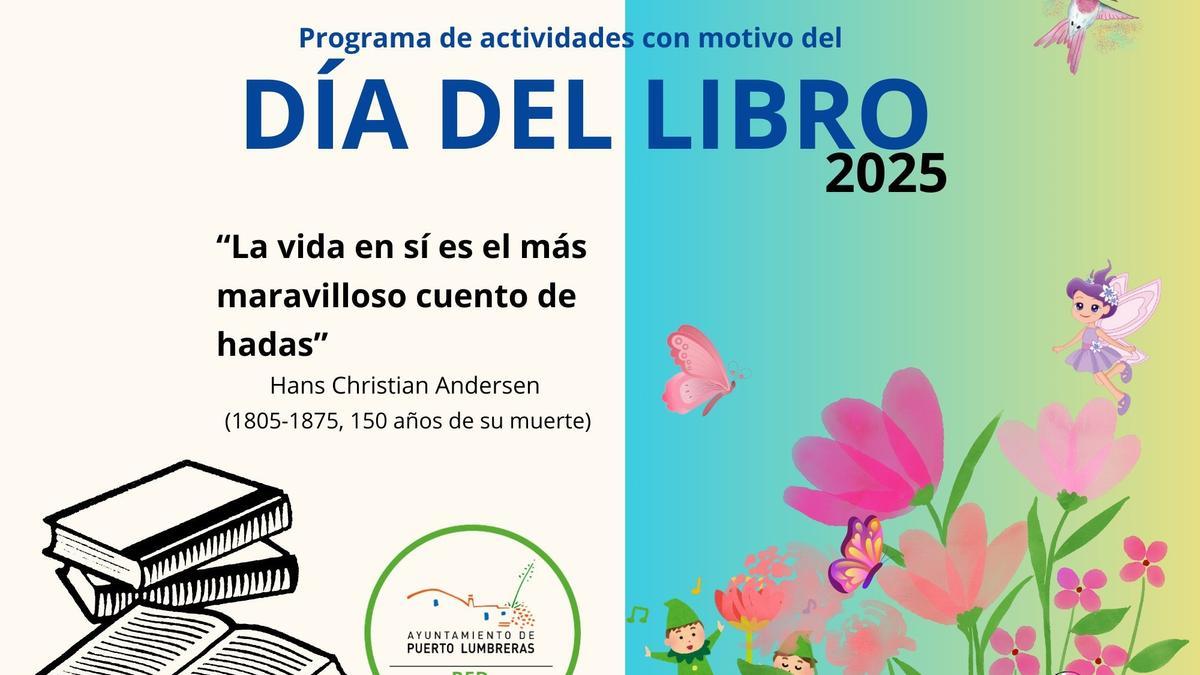 Cartel del programa de actividades del Día del Libro en Puerto Lumbreras.