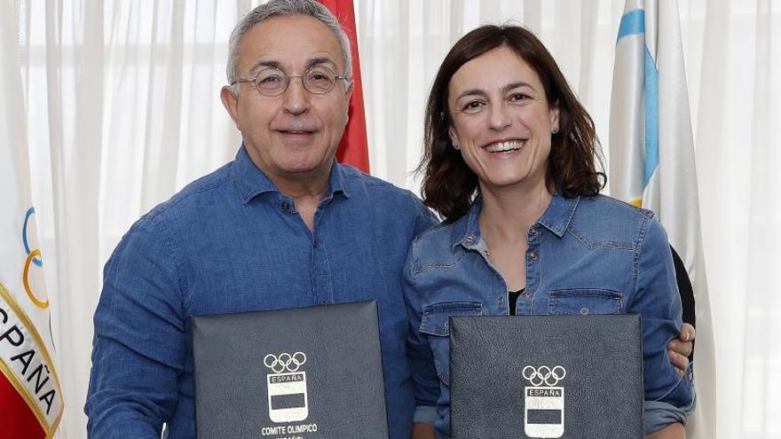 El presidente del COE, Alejandro Blanco, y la directora de la Fundación Trinidad Alfonso, Elena Tejedor.