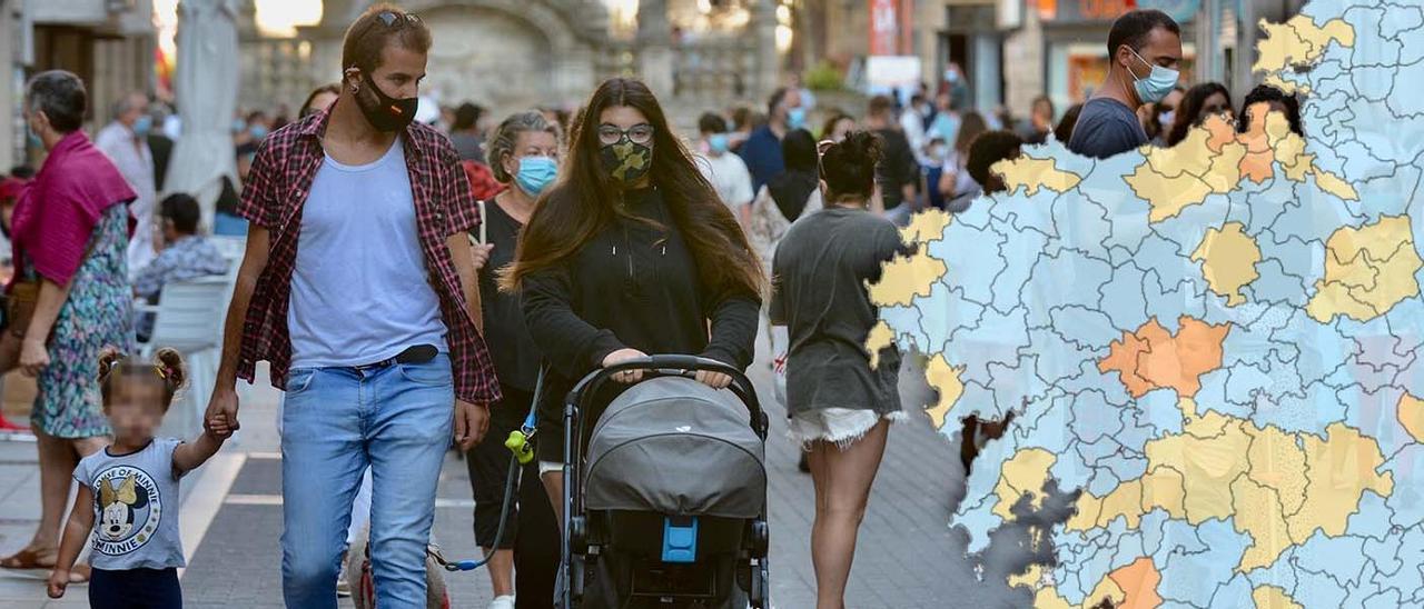 Imagen de fondo: gente paseando por una calle de Pontevedra
