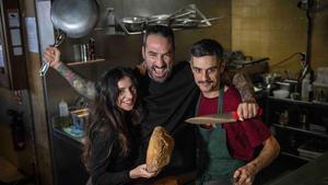 Sol Arone, Lorenzo Vuoturni y Luca Mazzini, en L’Osteria del Prat.