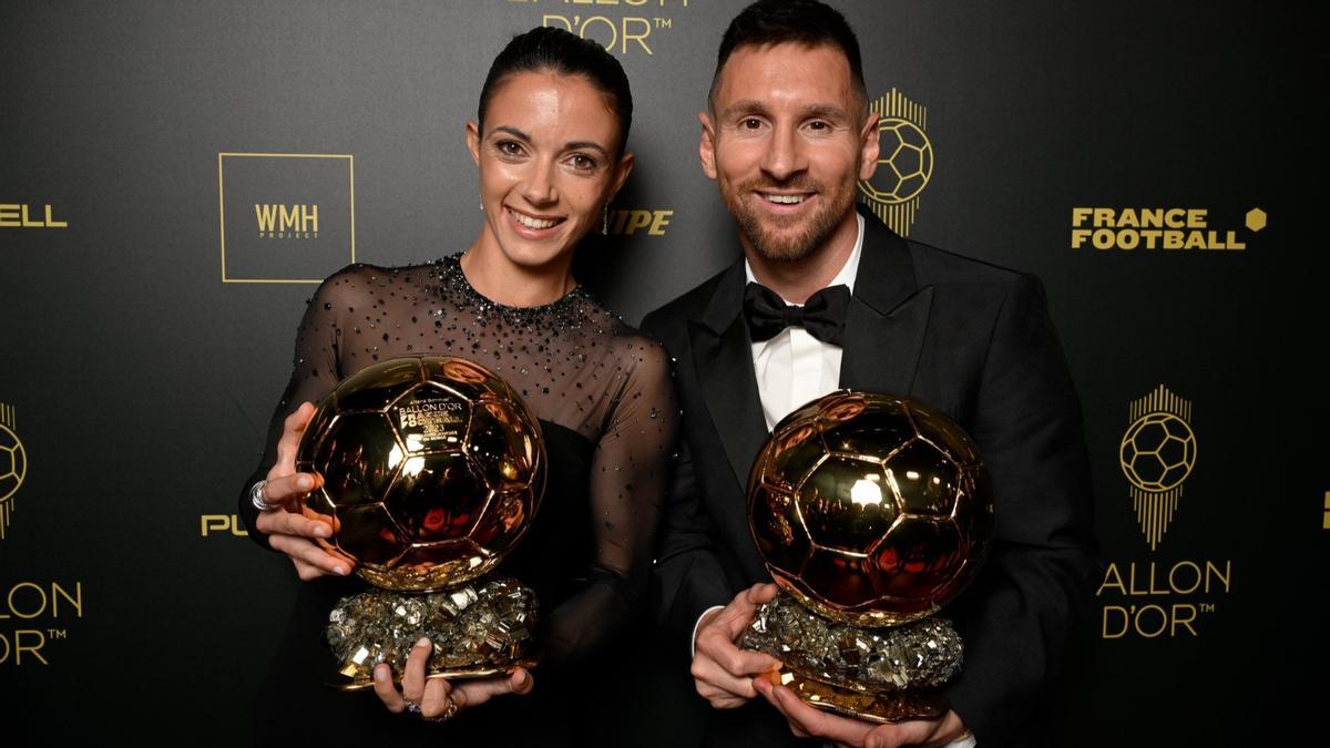 Aitana Bonmatí y Lionel Messi, ganadores del Balón de Oro-2023.