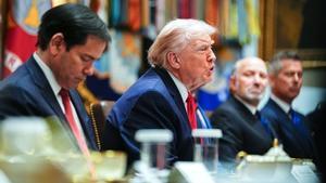 Marco Rubio y Donald Trump, en la reunión del gabinetes, este jueves.