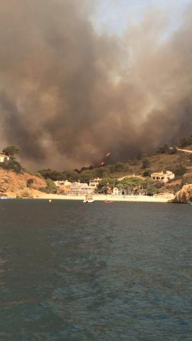 El fuego amenaza la cala de la Granadella.