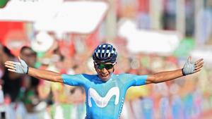 Nairo Quintana celebra la victoria en Calp, en la segunda etapa de la Vuelta.