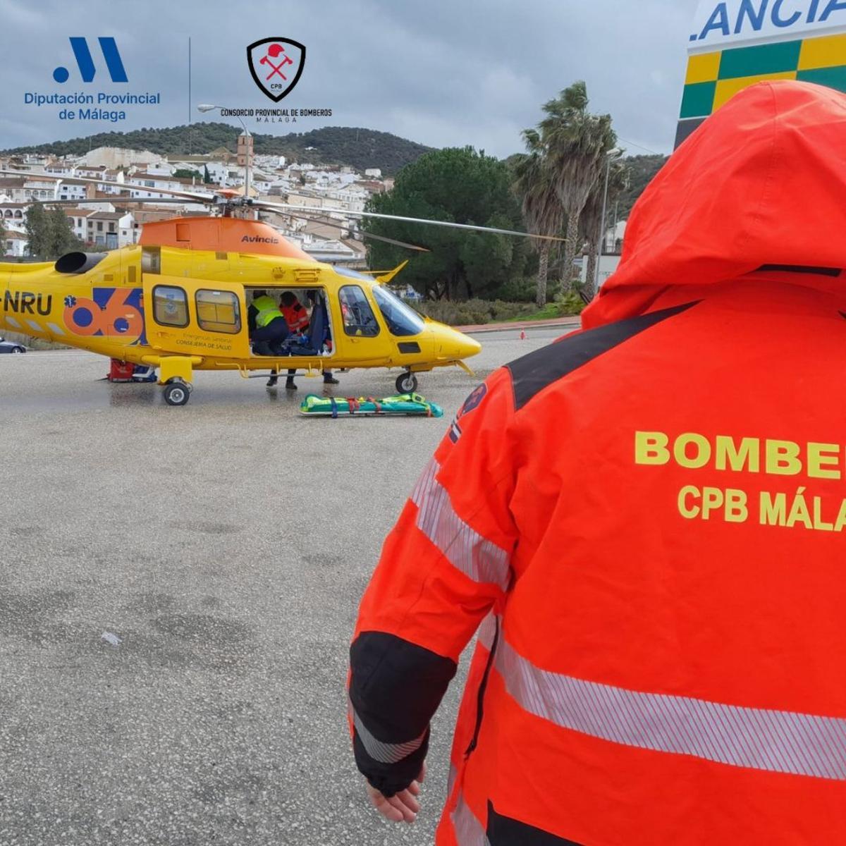 El herido fue trasladado al  hospital en helicóptero