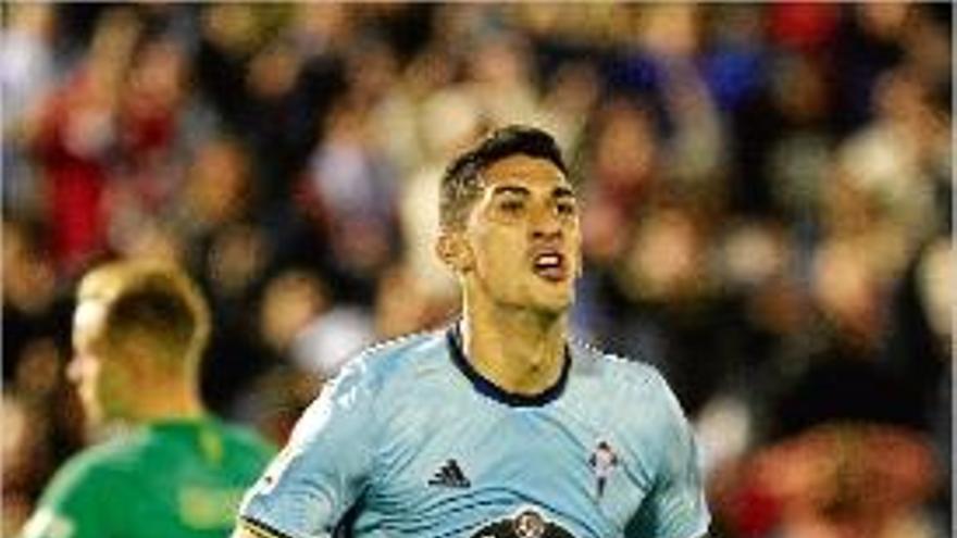 Pablo Hernández celebrant el quart del Celta, amb Ter Stegen al fons.