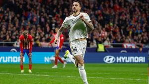 Joselu celebra su gol al Atlético en la Copa del Rey