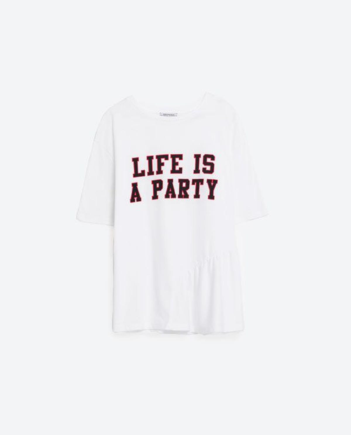Camiseta &quot;Life is a party&quot; de Zara (7,95€)