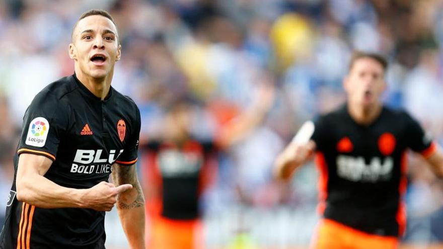 Rodrigo celebra su gol en Leganés.