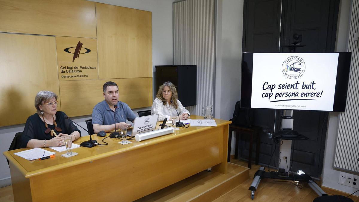 Els representants de la plataforma, aquest matí en roda de premsa.