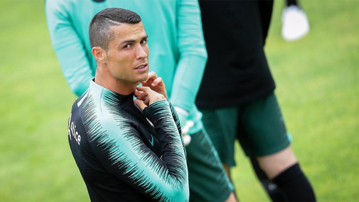 Cristiano Ronaldo en un entrenamiento del Portugal