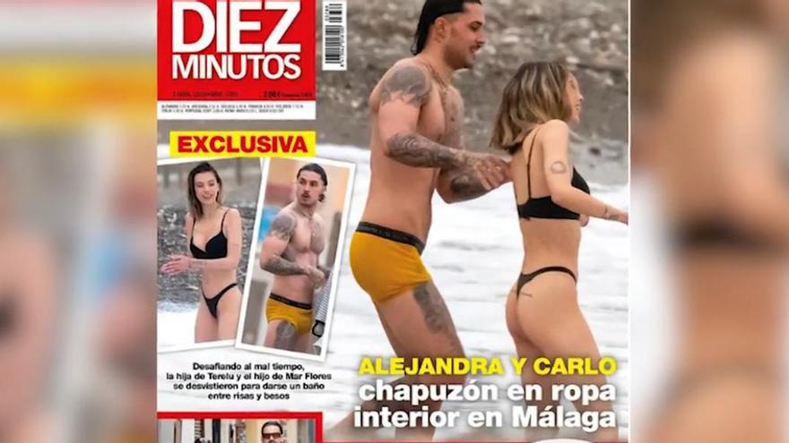 Alejandra Rubio reacciona a su baño en ropa interior con Carlo Costanzia