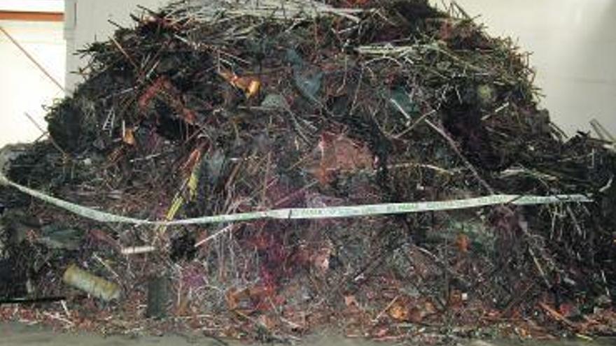 Cable de cobre recuperado por la Guardia Civil.