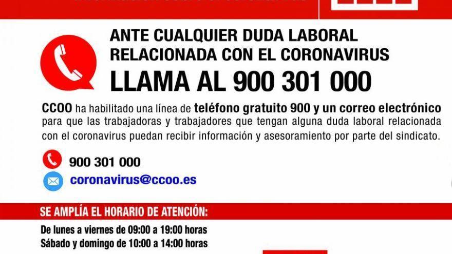 CCOO ha resuelto miles de consultas en los Ãºltimos dÃ­as.