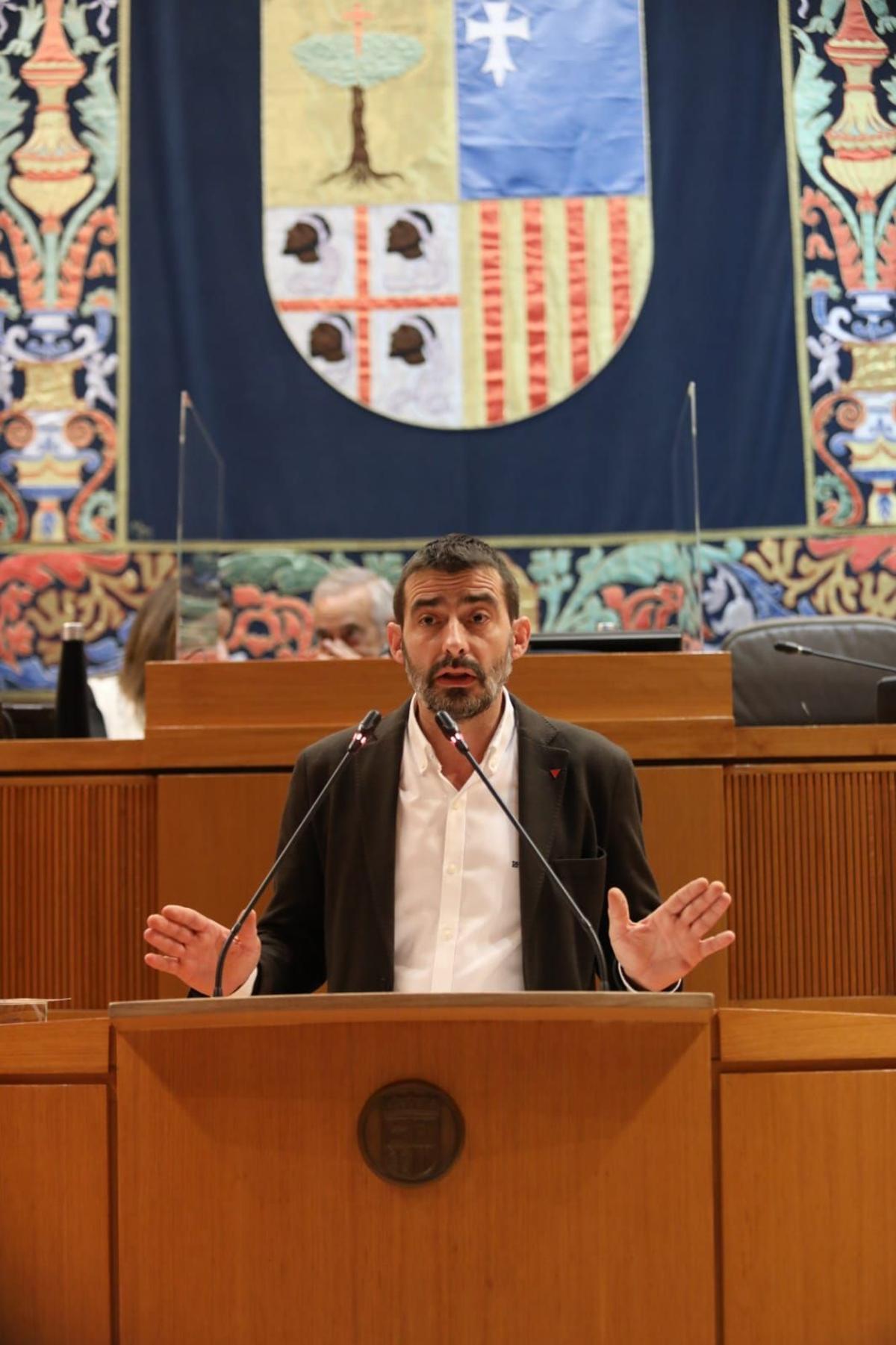 Álvaro Sanz, portavoz de Izquierda Unida en las Cortes de Aragón, este viernes