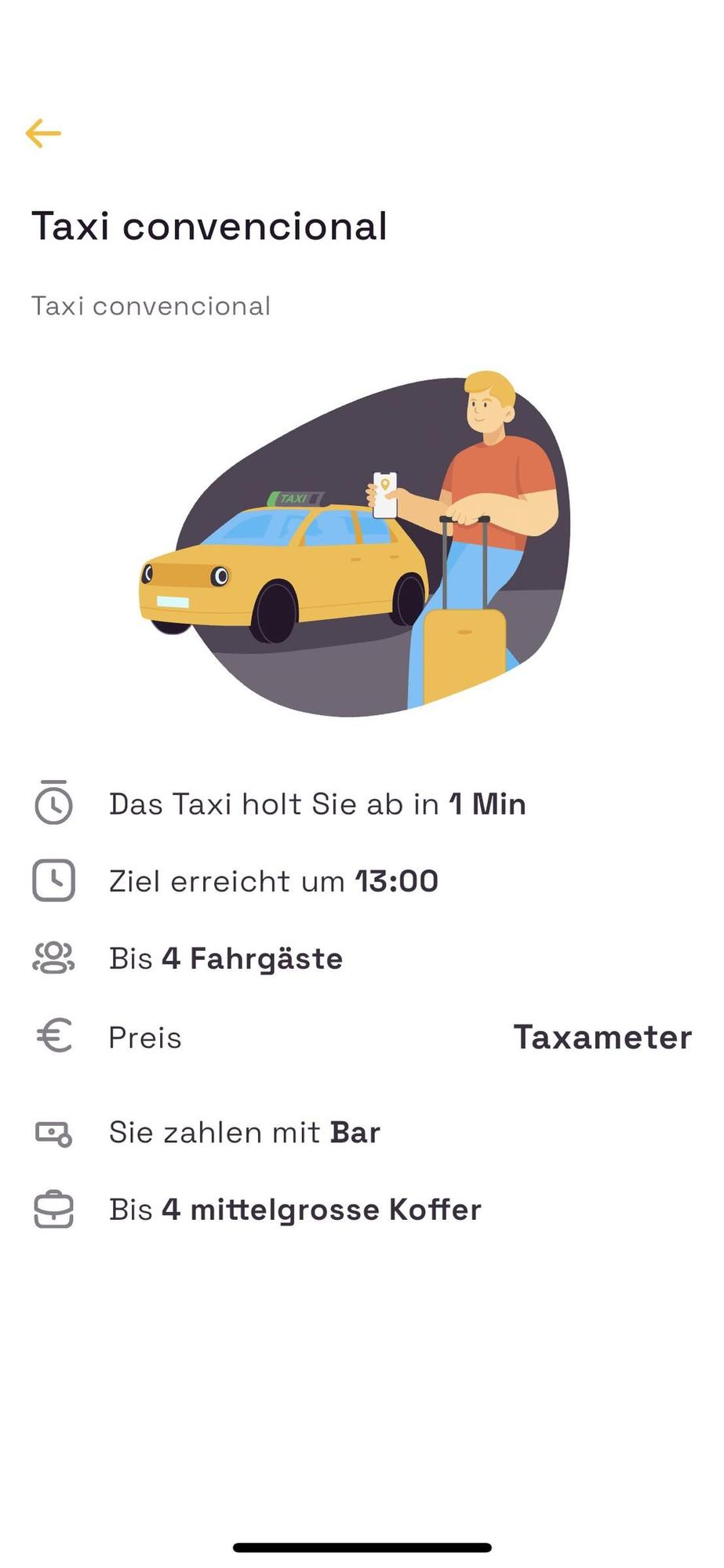 So sieht die neue App &quot;TaxiClick&quot; aus.