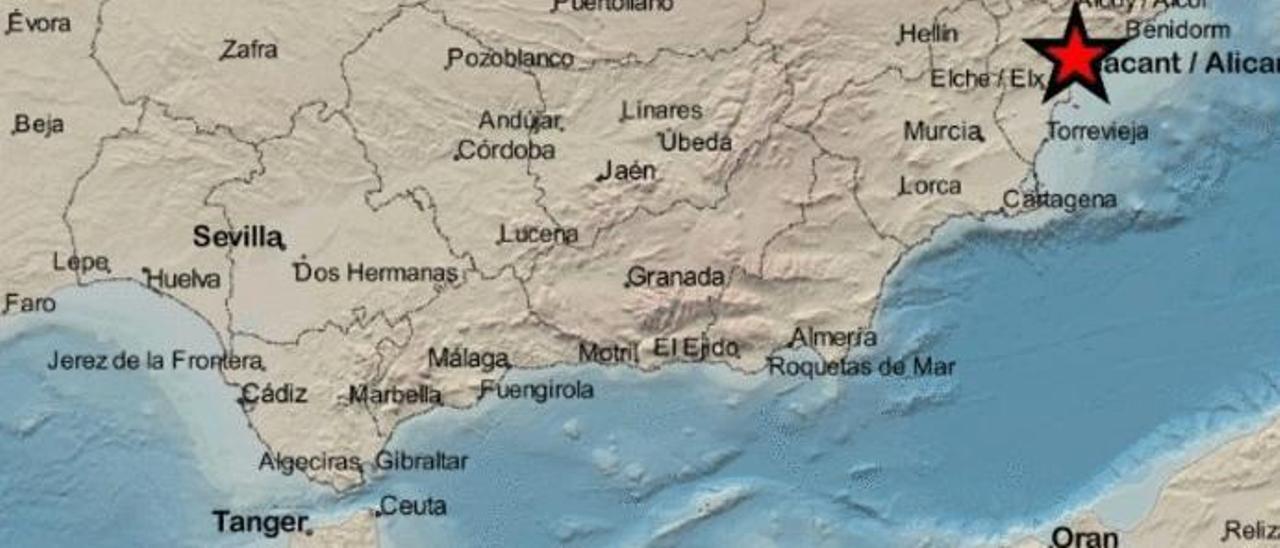 Epicentro del terremoto ocurrido en la mañana de hoy en Mutxamel