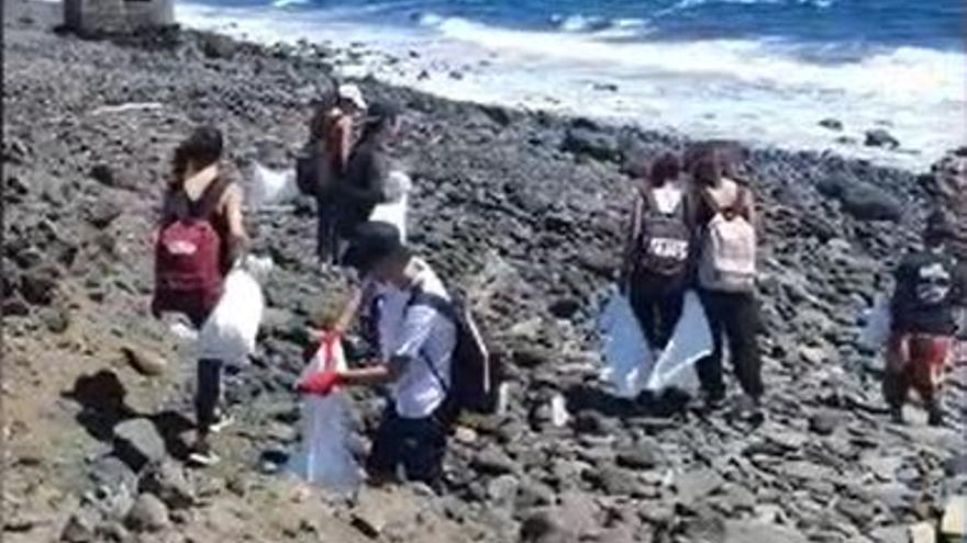 Carro del supermercado, mesas y sillas... la basura habitual en las costas de Tenerife