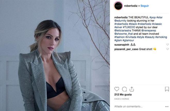 Edurne, con traje de Roberto Diz en Instagram