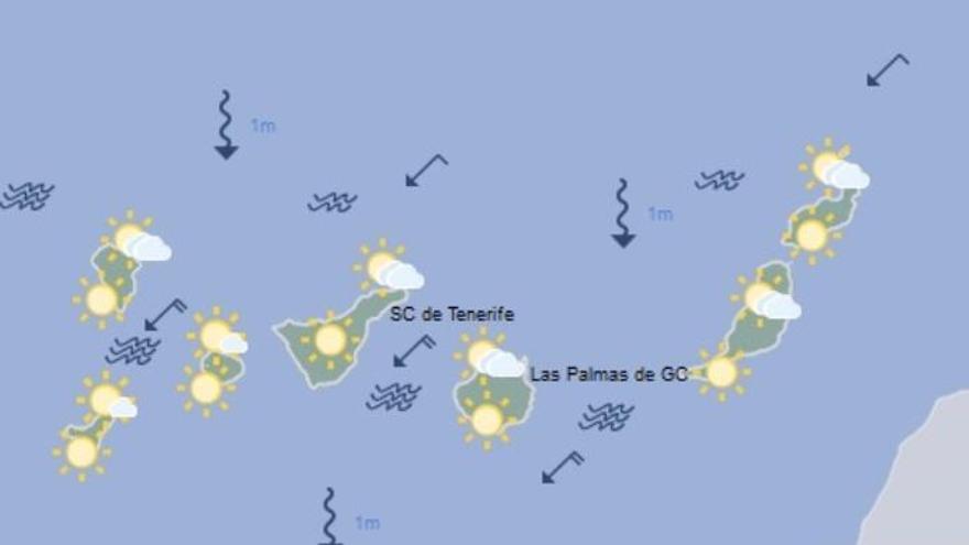 Mapa de la predicción de la Aemet en Canarias.