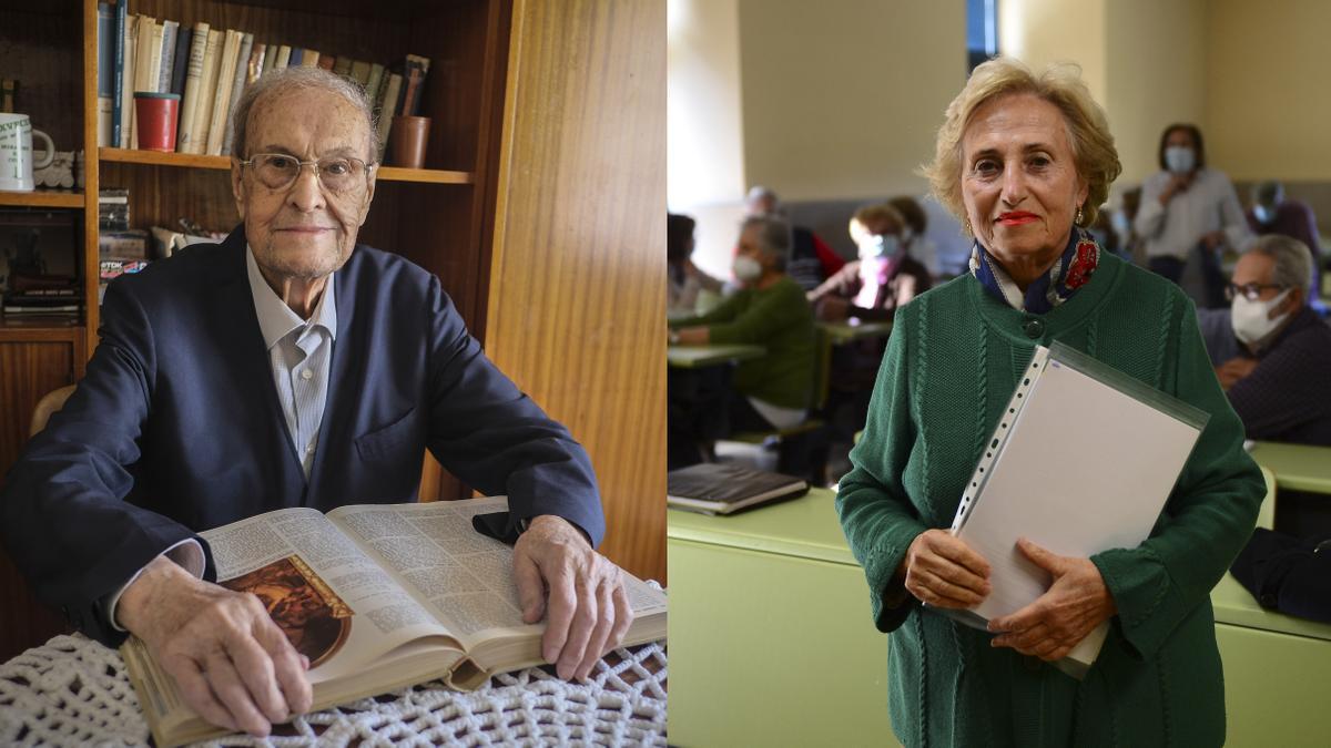 Alberto González (94 años, de Badajoz) y María Antonia Rivera (80 años, de Plasencia), los alumnos más veteranos de la Universidad de Mayores de la UEx.