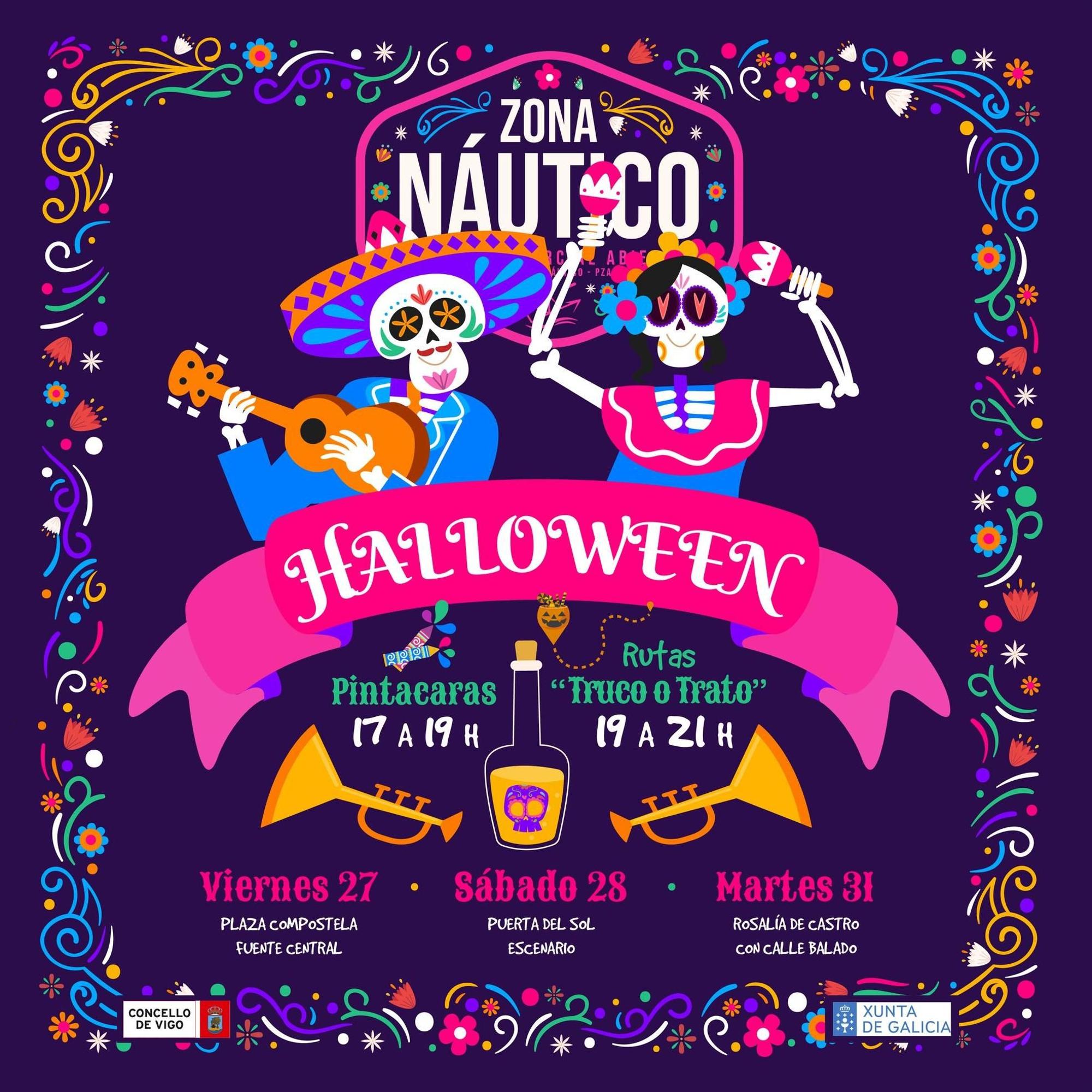 Cartel del Halloween 2023 en de Zona Náutico.