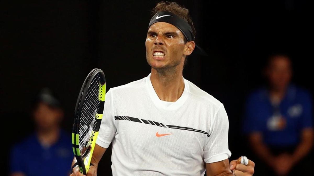 Nadal celebrando un punto en la final de Australia