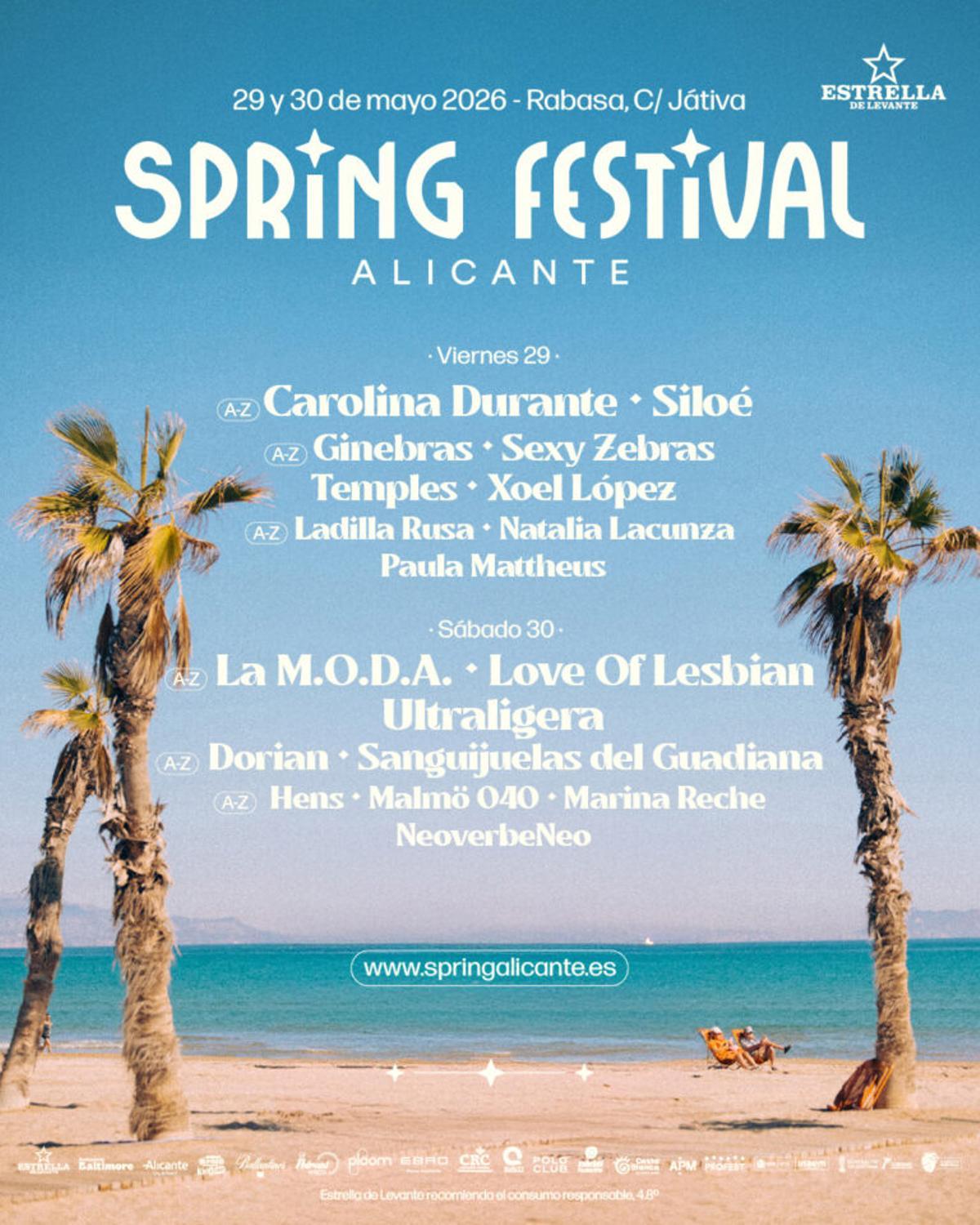 Cartel oficial del Spring Festival 2026 por días