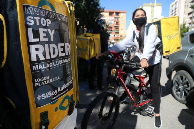 Las imágenes de la protesta contra la nueva Ley Rider en Málaga