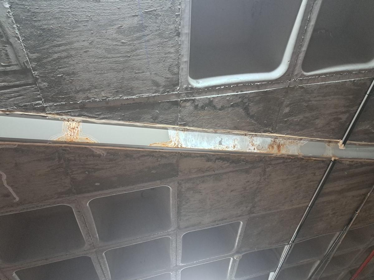 Vista de las filtraciones de agua.