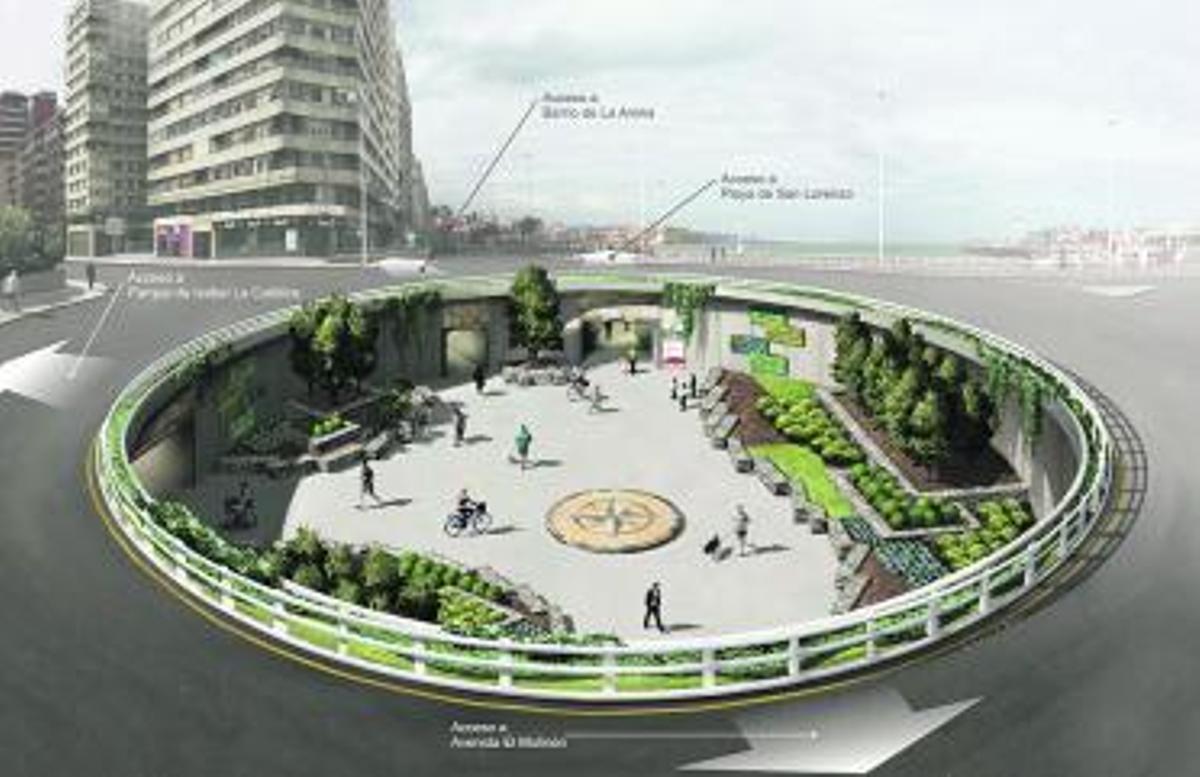 Aspecto de la rotonda del Piles, ayer, con la plaza interior que hoy se abre al tránsito.