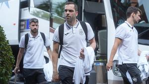 Los jugadores de la selección español de fútbol sala a su llegada a Guadalajara