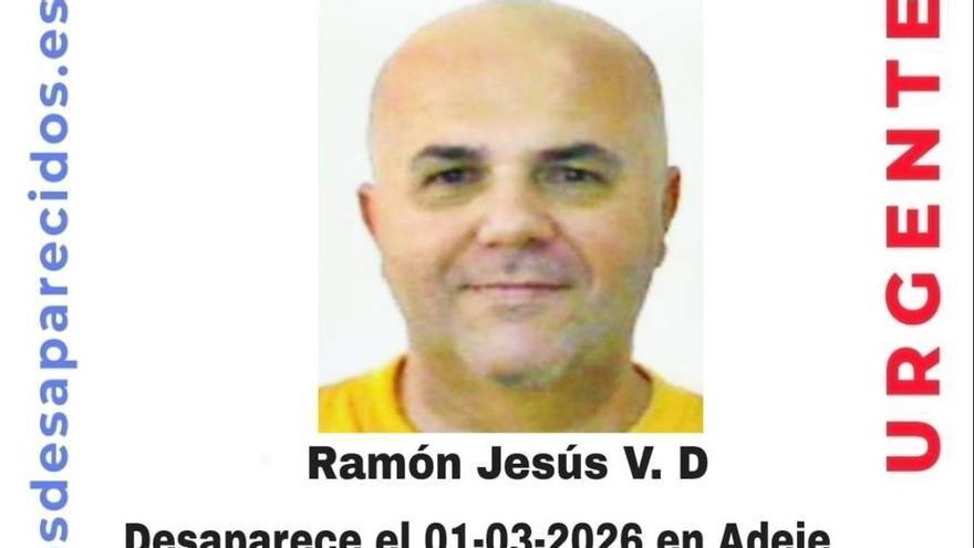 Piden colaboración para localizar a Ramón Jesús V. D., desaparecido en Adeje